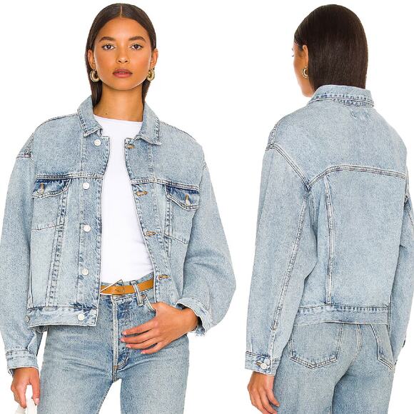 AGOLDE Charli Denim Jacket Women’s Size Large Veer Blue Classic Fit Casual - Picture 1 of 6
